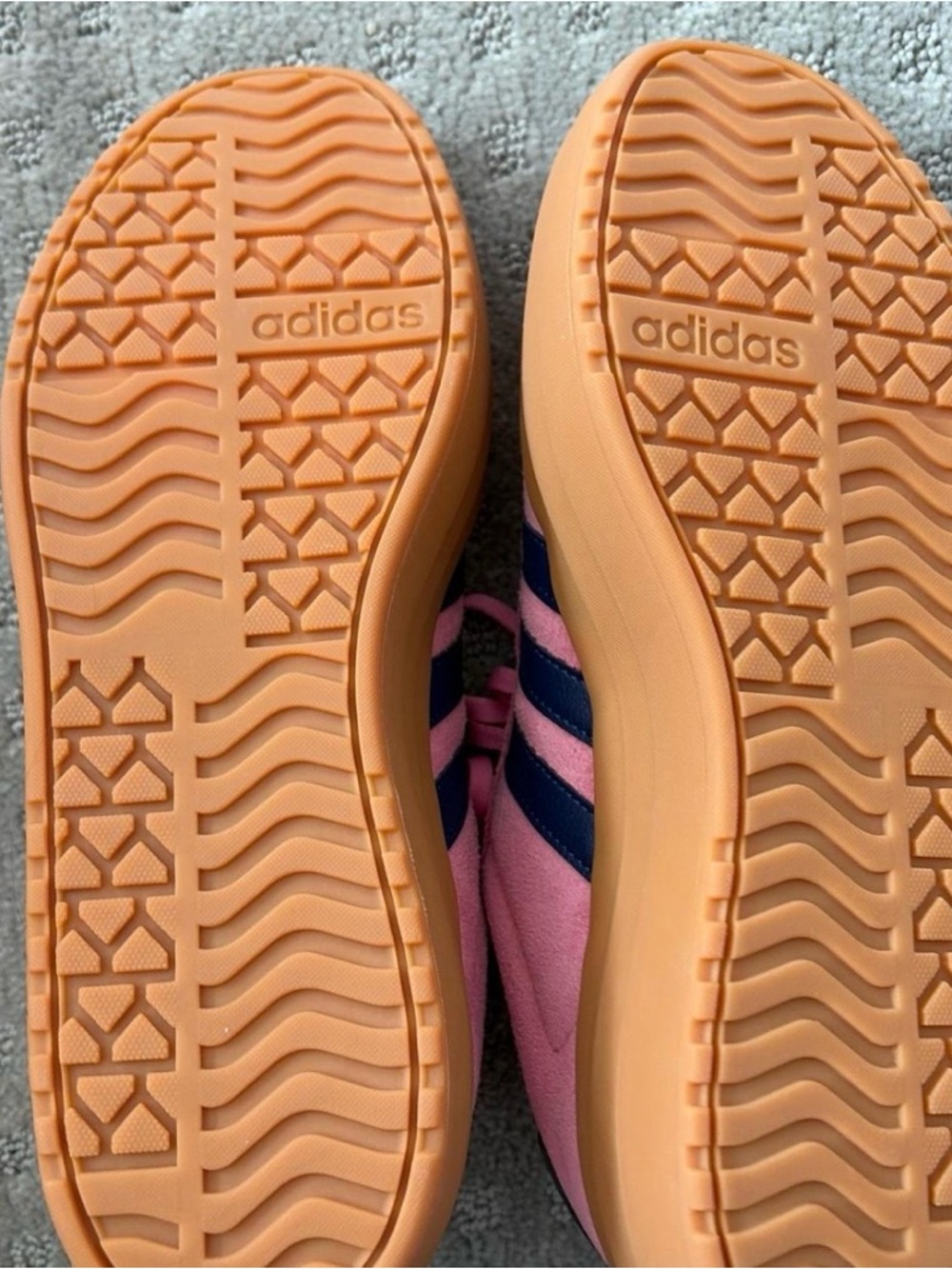adidas Pink Suede Platform Sneakers with Navy Stripes and Gum Sole - Picture 2 of 8